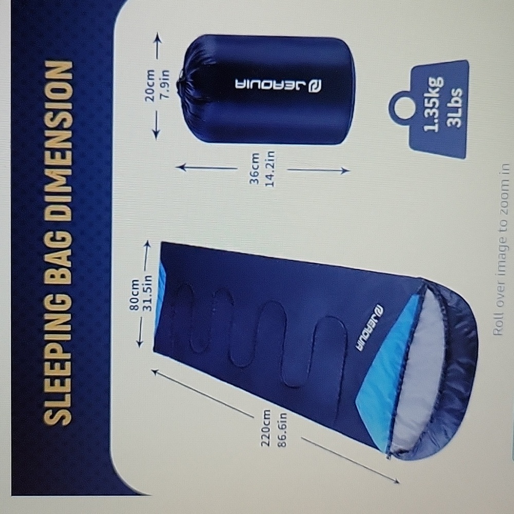 JEAOUIA blue sleeping bag All Ages Lightweight Waterproof 10-20°C 86.6x31.5" New